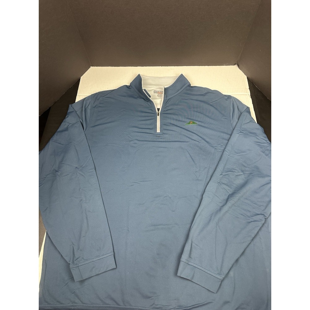 Peter Millar Wicking Men's 2XL Blue 1/4 Zip Mock Neck Wade Hampton Golf Club